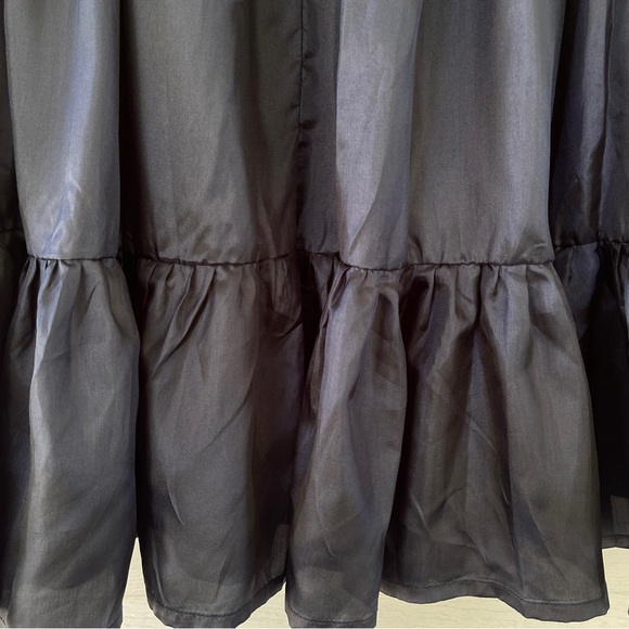 Boston Proper Navy Blue Satin A-Line Flounce Maxi Longline Skirt Size XS - Picture 4 of 9